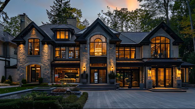 new beautiful luxury home exterior generative ai 1259709 128336